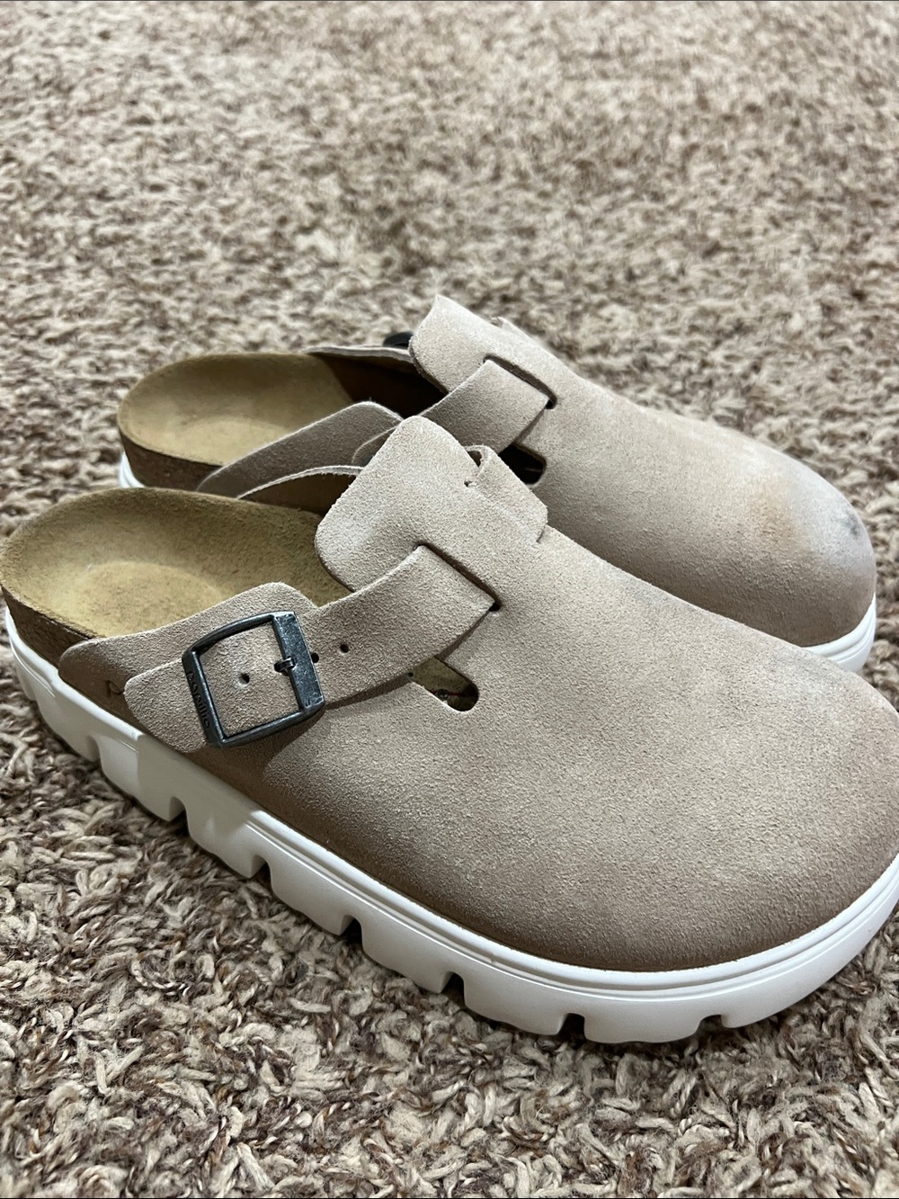Birkenstock Papillio Boston chunky suede clogs sz 7 38